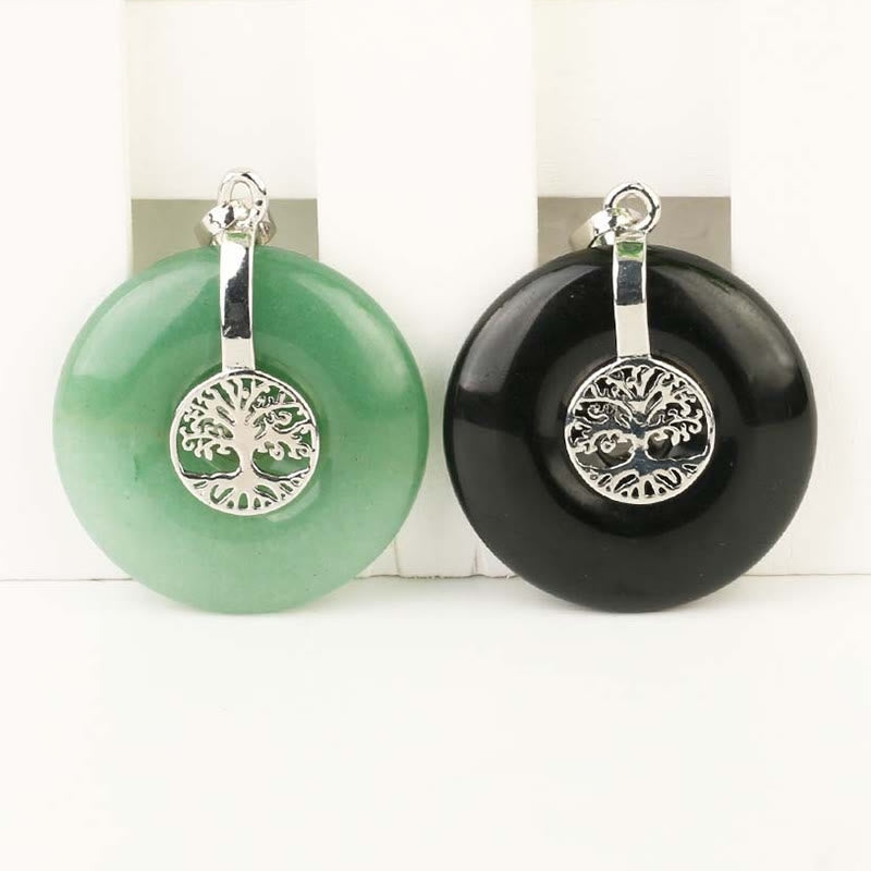WORN WITHIN Various Crystal Rose Quartz Green Aventurine Amethyst The Tree of Life Kindness Necklace Pendant