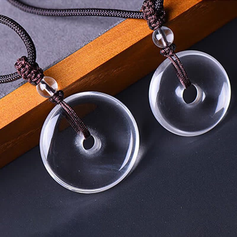 WORN WITHIN Natural Clear Quartz Peace Buckle Protection Rope Necklace