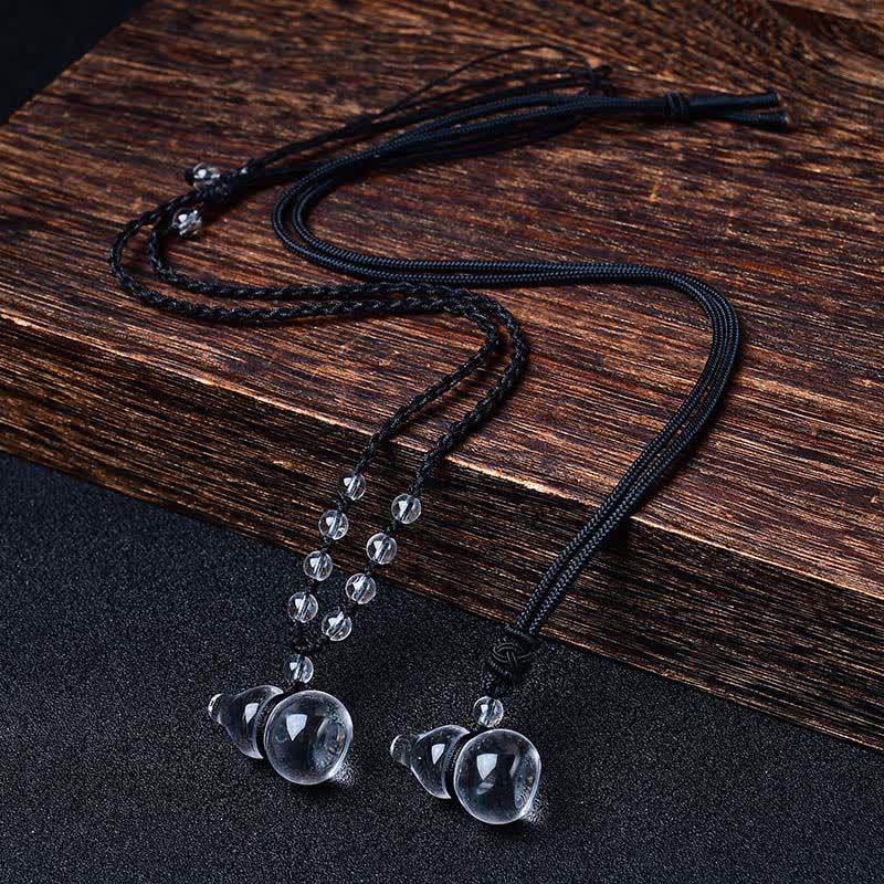 WORN WITHIN Natural Clear Quartz Gourd Protection Beads Rope Necklace