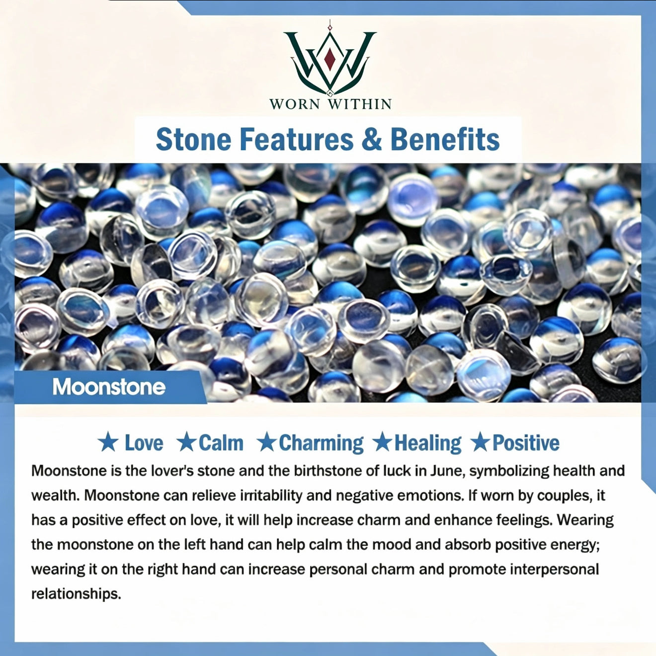 WORN WITHIN Aquamarine Strawberry Quartz Amethyst Moonstone PiXiu Healing Bracelet