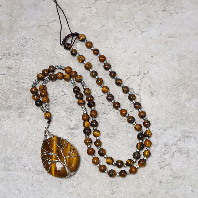 WORN WITHIN Natural Tiger Eye Strength Beaded Pendant Necklace