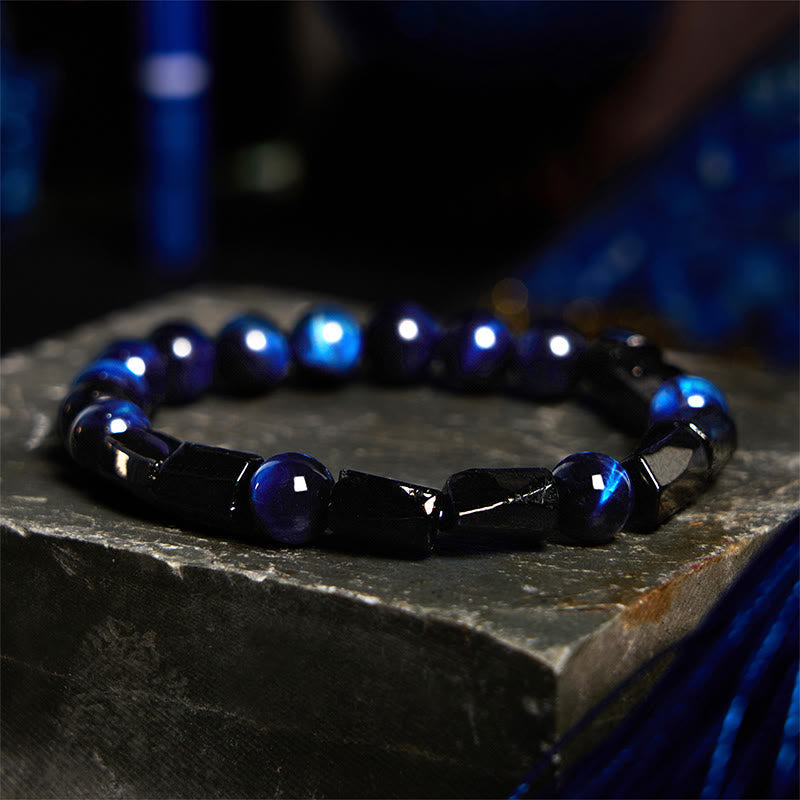 WORN WITHIN Blue Tiger Eye Black Tourmaline Strength Bracelet