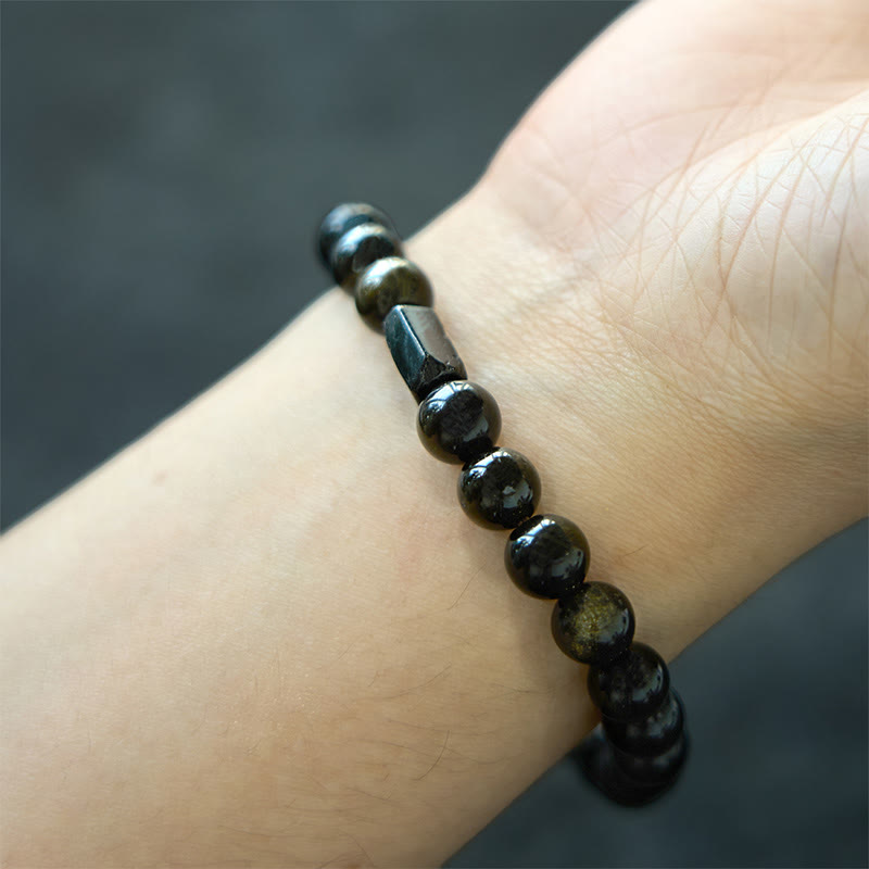 WORN WITHIN Gold Sheen Obsidian Black Tourmaline Wealth Bracelet