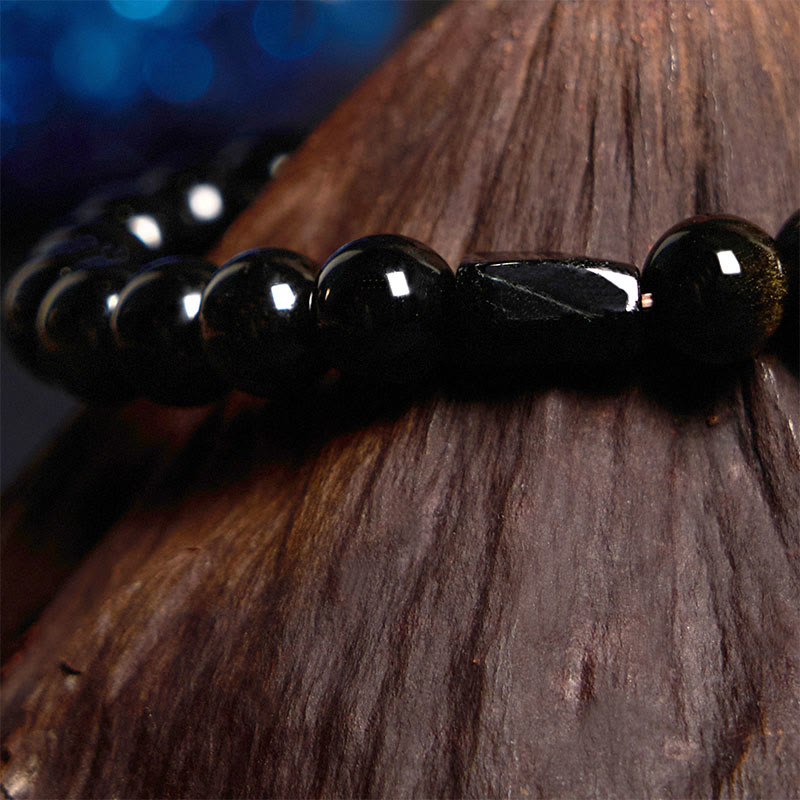 WORN WITHIN Gold Sheen Obsidian Black Tourmaline Wealth Bracelet