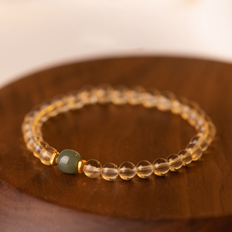 WORN WITHIN Small Citrine Jade Beads Prosperity Bracelet