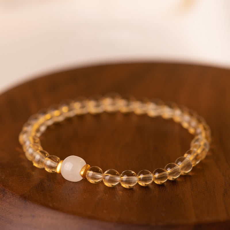 WORN WITHIN Small Citrine Jade Beads Prosperity Bracelet