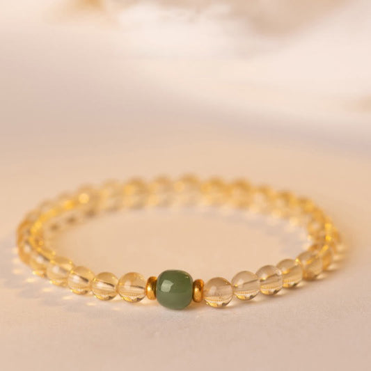WORN WITHIN Small Citrine Jade Beads Prosperity Bracelet