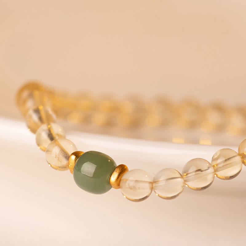 WORN WITHIN Small Citrine Jade Beads Prosperity Bracelet