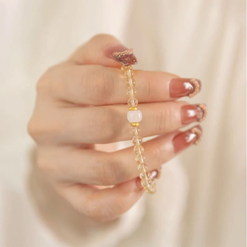 WORN WITHIN Small Citrine Jade Beads Prosperity Bracelet