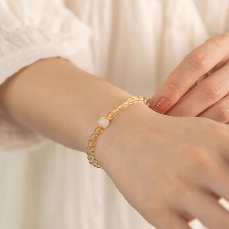 WORN WITHIN Small Citrine Jade Beads Prosperity Bracelet