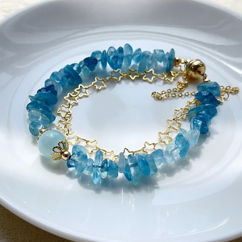 WORN WITHIN Aquamarine Gravel Design Star Healing Magnetic Buckle Bracelet