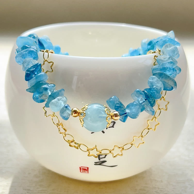 WORN WITHIN Aquamarine Gravel Design Star Healing Magnetic Buckle Bracelet