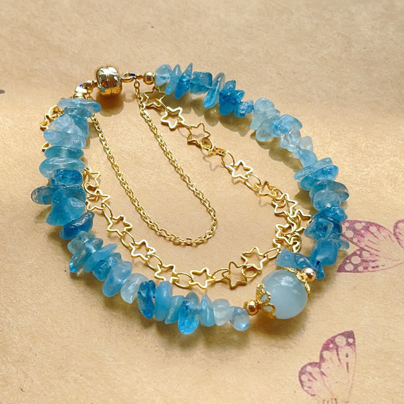WORN WITHIN Aquamarine Gravel Design Star Healing Magnetic Buckle Bracelet
