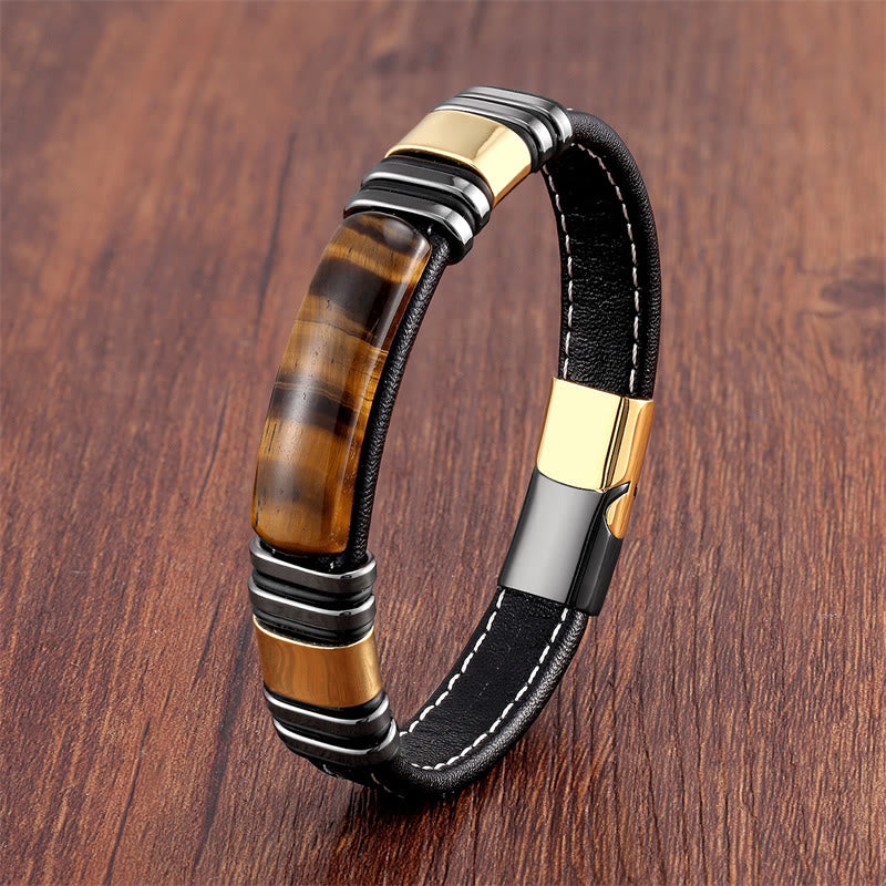 Tiger's Eye Leather Bracelet