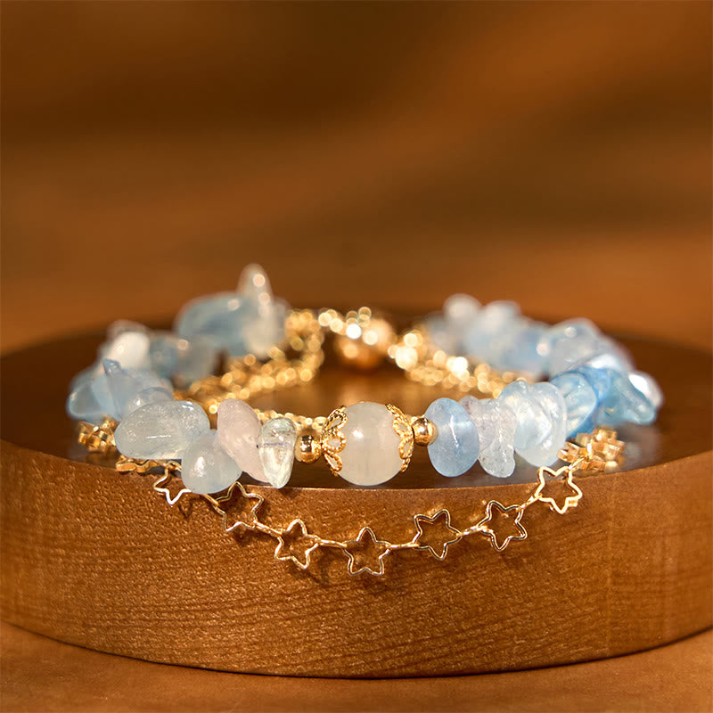 WORN WITHIN Aquamarine Gravel Design Star Healing Magnetic Buckle Bracelet