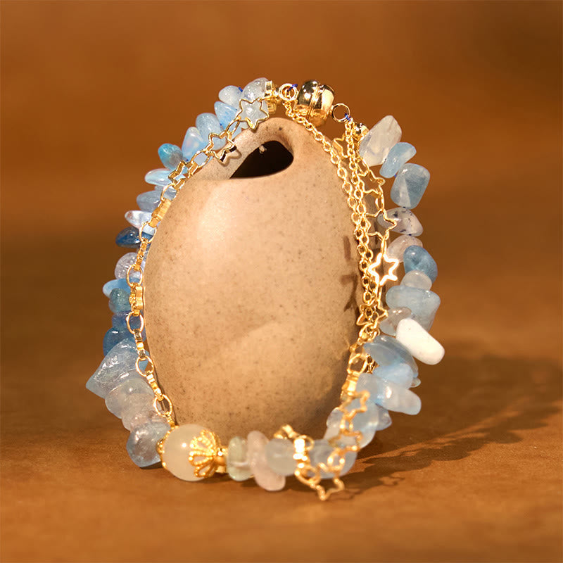 WORN WITHIN Aquamarine Gravel Design Star Healing Magnetic Buckle Bracelet