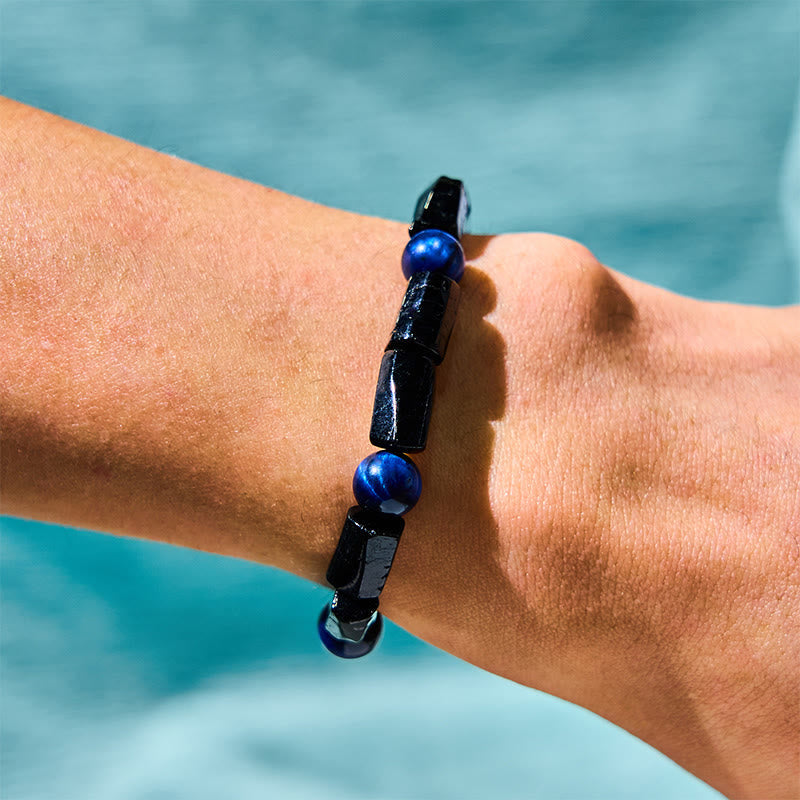 WORN WITHIN Blue Tiger Eye Black Tourmaline Strength Bracelet