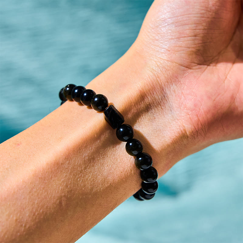 WORN WITHIN Gold Sheen Obsidian Black Tourmaline Wealth Bracelet