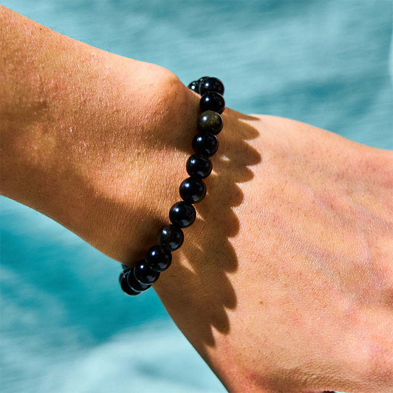 WORN WITHIN Gold Sheen Obsidian Black Tourmaline Wealth Bracelet