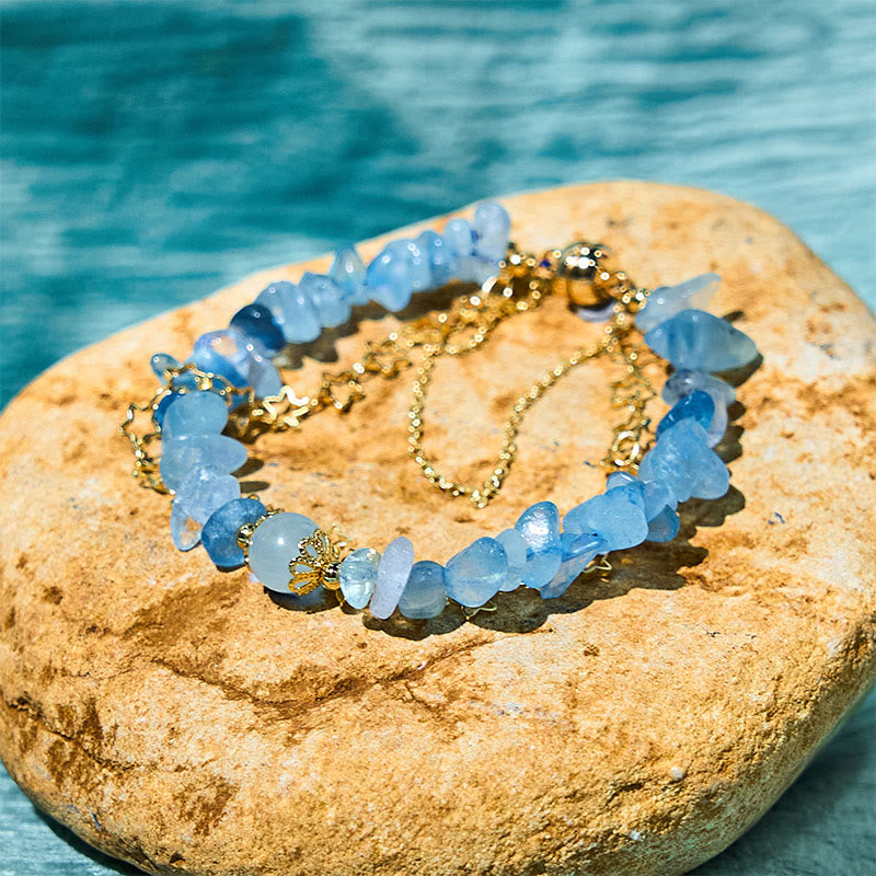 WORN WITHIN Aquamarine Gravel Design Star Healing Magnetic Buckle Bracelet