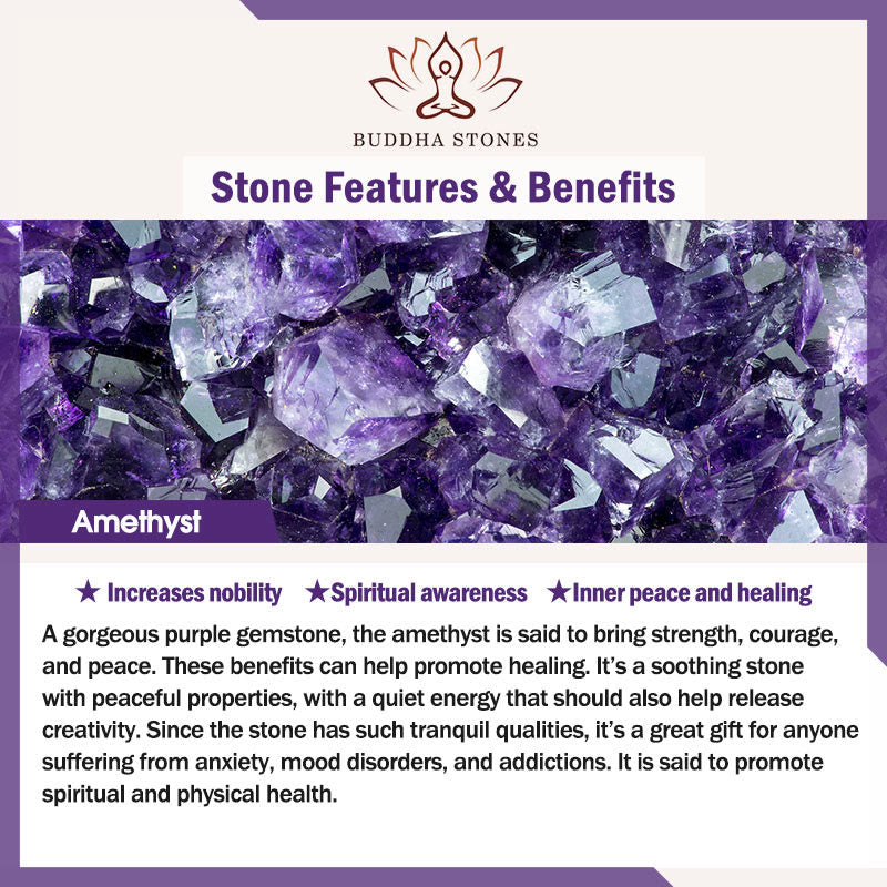 Buddha Stones Natural Amethyst Square Bead Meditation Healing Double Wrap Bracelet