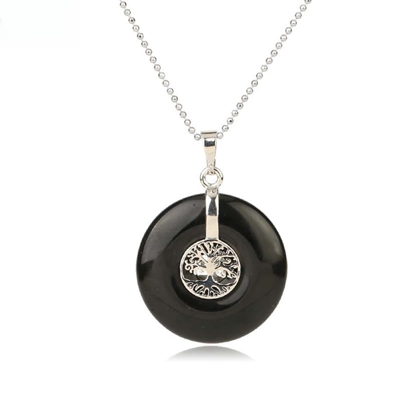 WORN WITHIN Various Crystal Rose Quartz Green Aventurine Amethyst The Tree of Life Kindness Necklace Pendant