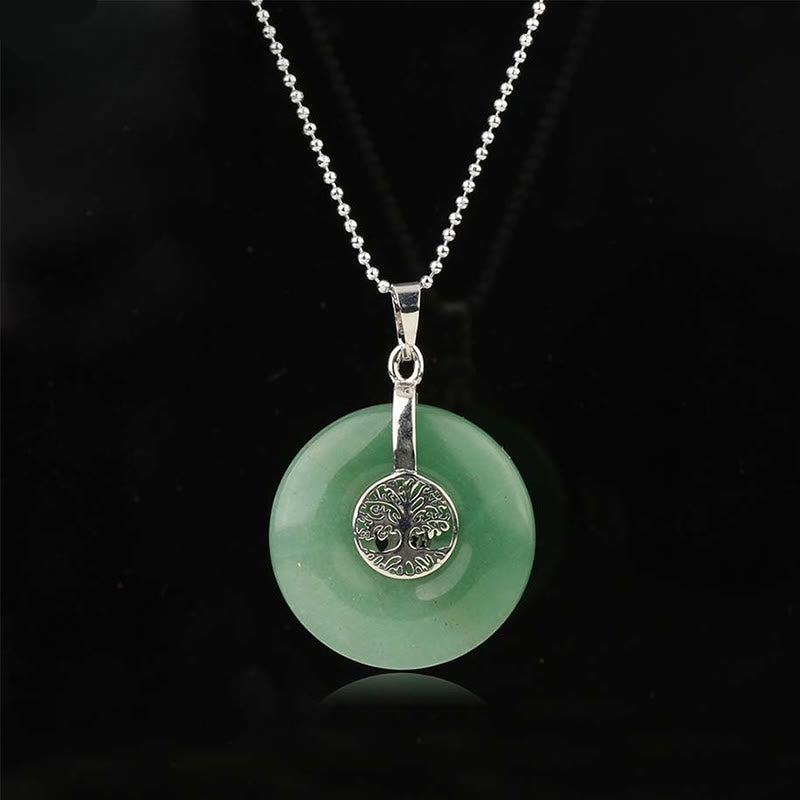 WORN WITHIN Various Crystal Rose Quartz Green Aventurine Amethyst The Tree of Life Kindness Necklace Pendant