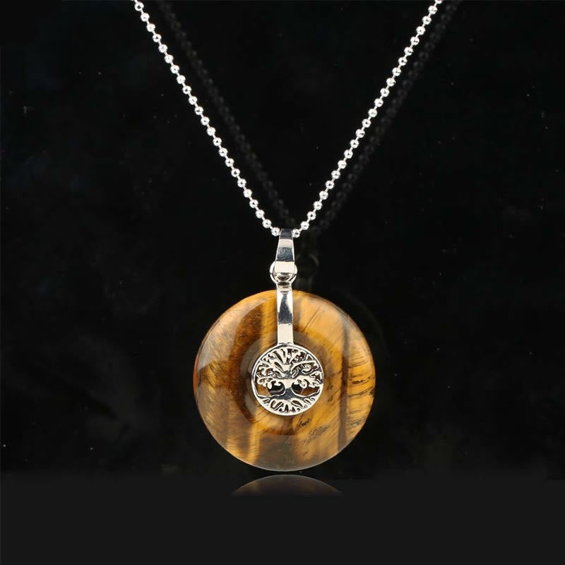 WORN WITHIN Various Crystal Rose Quartz Green Aventurine Amethyst The Tree of Life Kindness Necklace Pendant