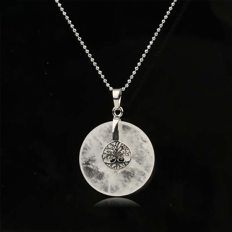 WORN WITHIN Various Crystal Rose Quartz Green Aventurine Amethyst The Tree of Life Kindness Necklace Pendant