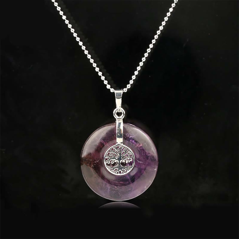 WORN WITHIN Various Crystal Rose Quartz Green Aventurine Amethyst The Tree of Life Kindness Necklace Pendant