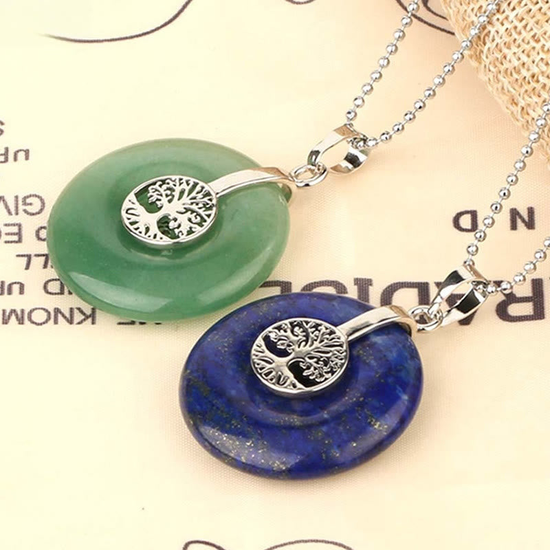 WORN WITHIN Various Crystal Rose Quartz Green Aventurine Amethyst The Tree of Life Kindness Necklace Pendant