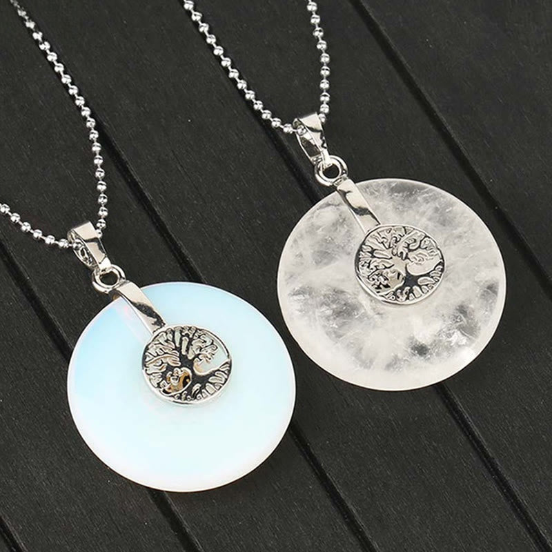 WORN WITHIN Various Crystal Rose Quartz Green Aventurine Amethyst The Tree of Life Kindness Necklace Pendant