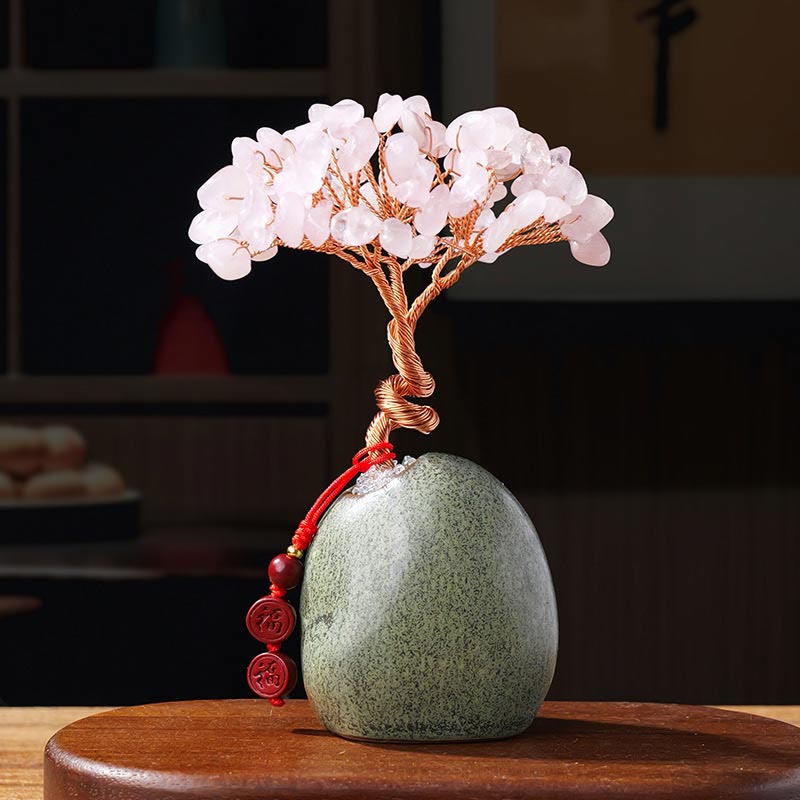 WORN WITHIN Citrine Amethyst Green Aventurine Crystal Tree Ceramic Base Prosperity Home Decoration