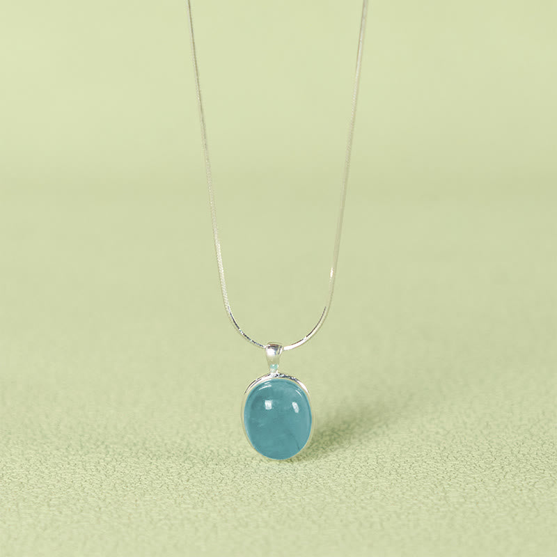 Buddha Stones 925 Sterling Silver Aquamarine Healing Clavicle Chain Necklace Pendant