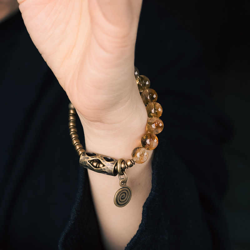 WORN WITHIN Daily Retro 10mm Citrine Beads Protection Bracelet