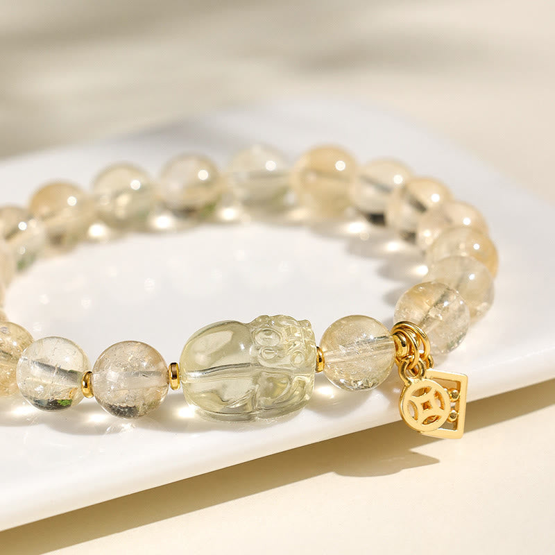 WORN WITHIN Natural Citrine PiXiu Copper Coin Protection Bracelet