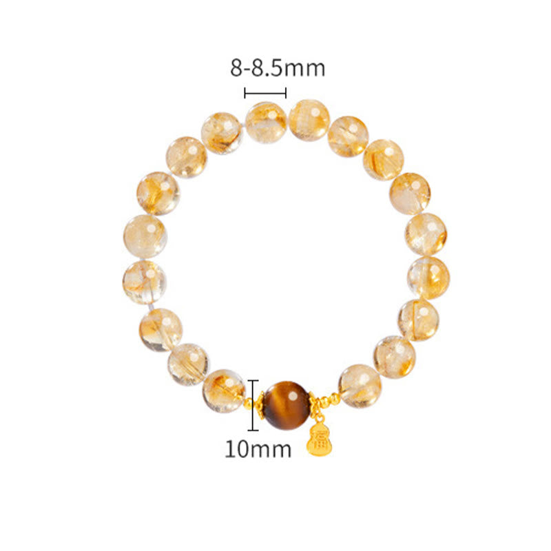 WORN WITHIN 925 Sterling Silver Gourd Fu Character Citrine Tiger Eye Prosperity Bracelet