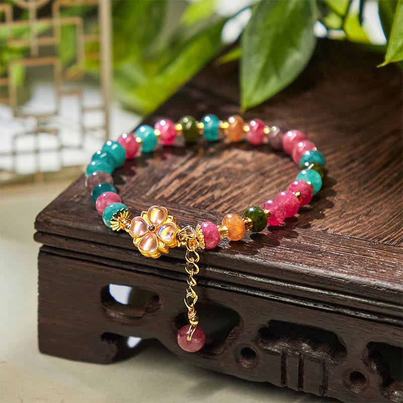 WORN WITHIN Tourmaline Four Leaf Clover Flower Love Bracelet