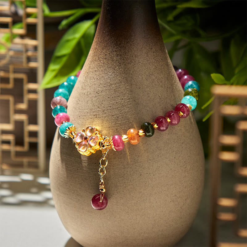 WORN WITHIN Tourmaline Four Leaf Clover Flower Love Bracelet