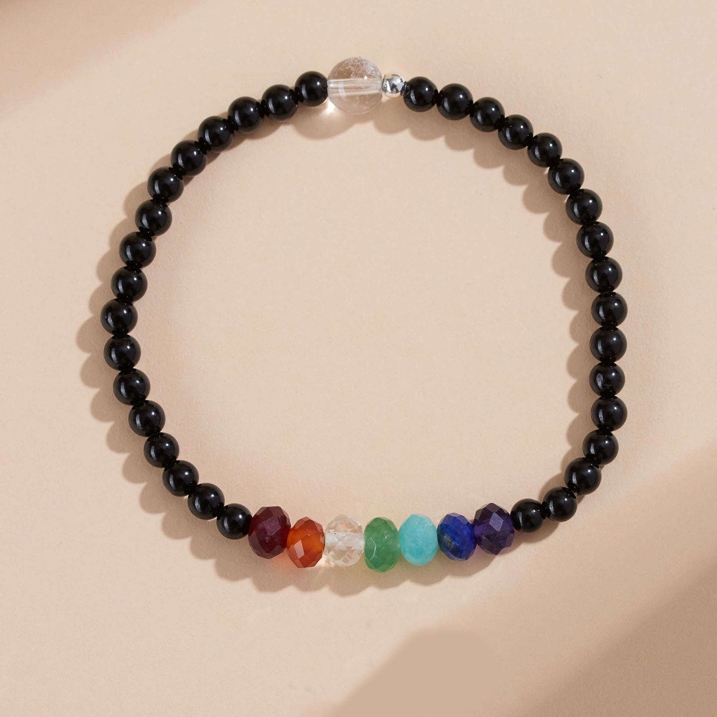 WORN WITHIN Ultra-fine 4mm Black Tourmaline Colorful Stone Bracelet