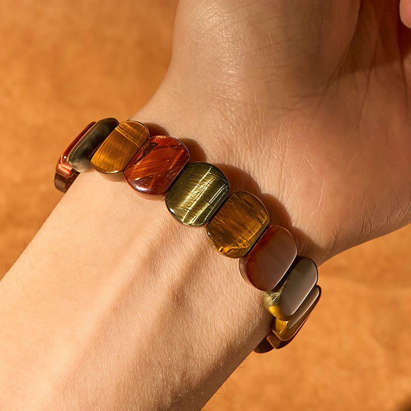 WORN WITHIN Natural Colored Tiger Eye Oval Beads Strength Bracelet