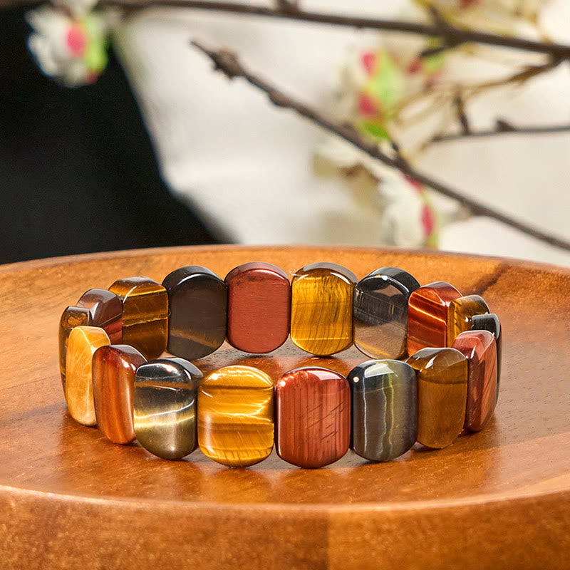 WORN WITHIN Natural Colored Tiger Eye Oval Beads Strength Bracelet