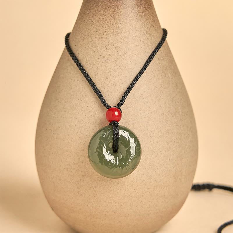 Cyan Jade Peace Buckle Necklace