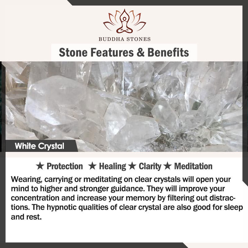 Buddha Stones White Crystal Pink Crystal Tiger Eye Smoky Quartz Protection Necklace Pendant