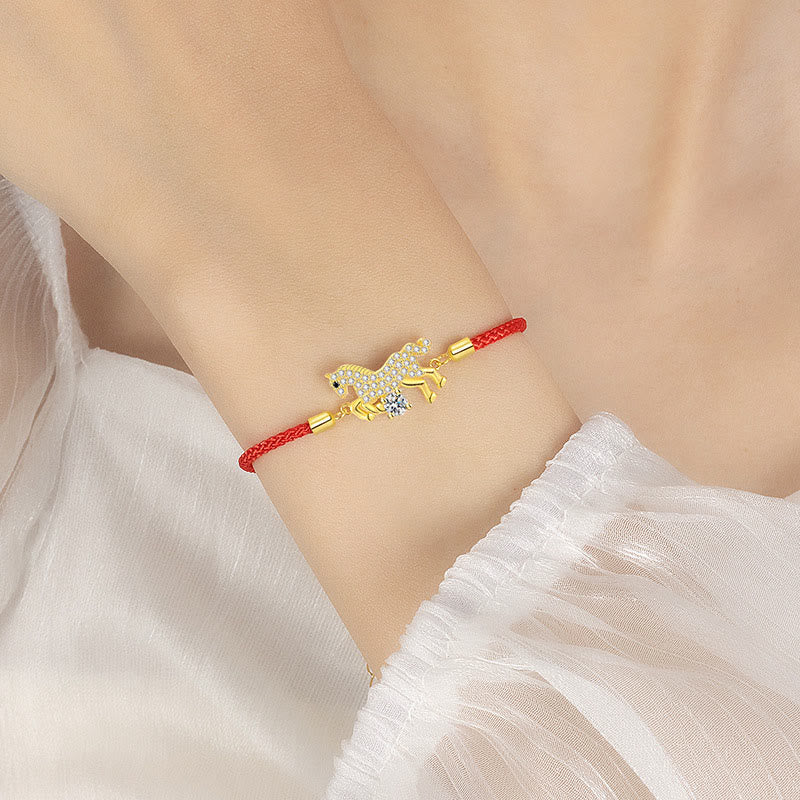 925 Silver Horse Red String Bracelet