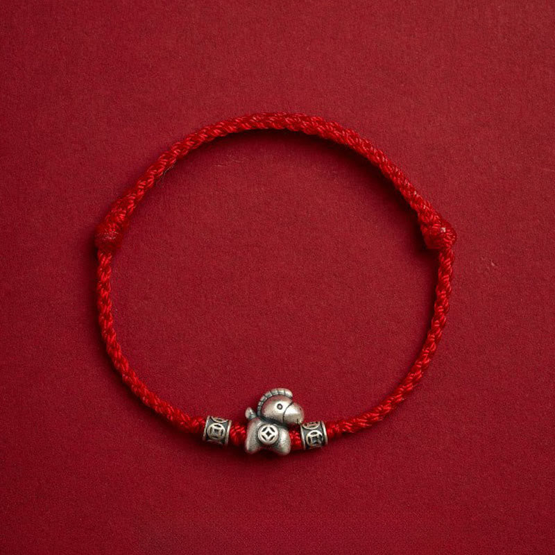 999 Silver Horse Adjustable String Bracelet