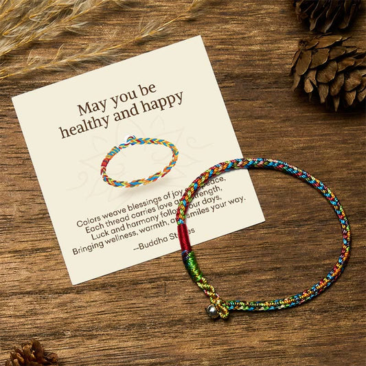 " May you be healthy and happy" Lucky Multicolored Bracelet Includes Gift Message Card