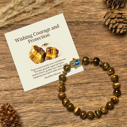 " Wishing Courage and Protection" Tiger Eye Bracelet Includes Gift Message Card