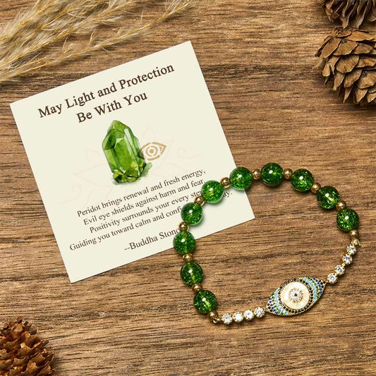 " May Light and Protection Be With You" Peridot Bracelet Includes Gift Message Card