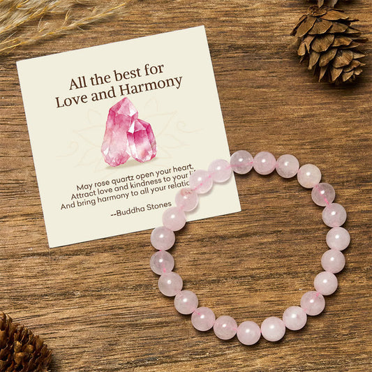 " All the Best for Love and Harmony" Stone Quartz Bracelet Includes Gift Message Card